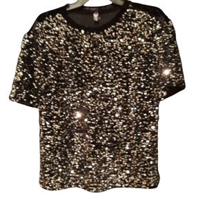 AllegraK Sequin Velvet Blouse